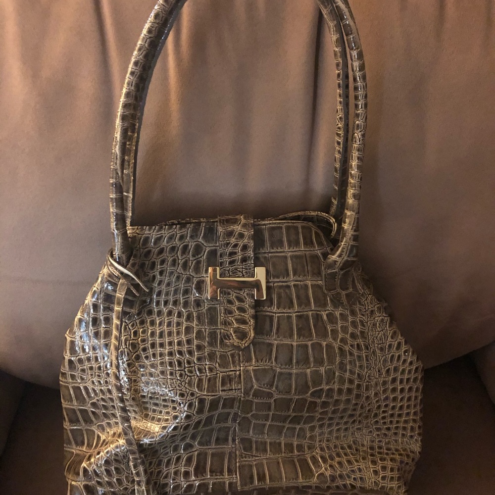 VERA PELLE Italian Croc Embossed Leather Purse